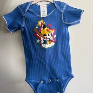Vintage 90s Disney Mickey Mouse Baby Bodysuit Dundee Made in US Baseball 18-24m